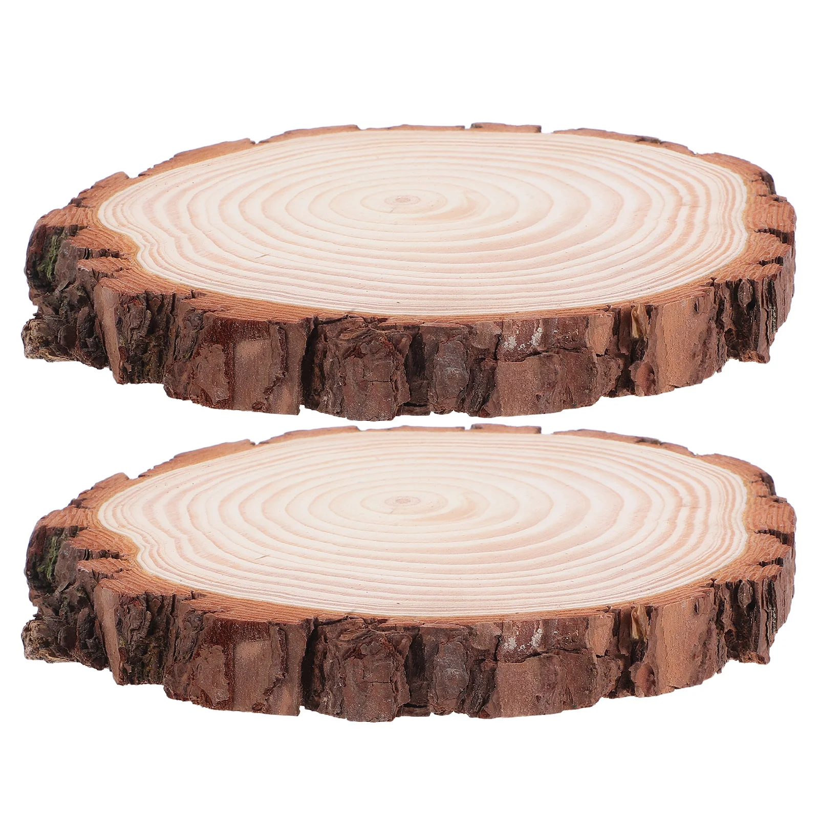 

2pcs 18-20Cm Natural Bark Unfinished Round Discs For Crafts Diy Decor Table Centerpieces Wooden Slices For Crafts Rustic Wood