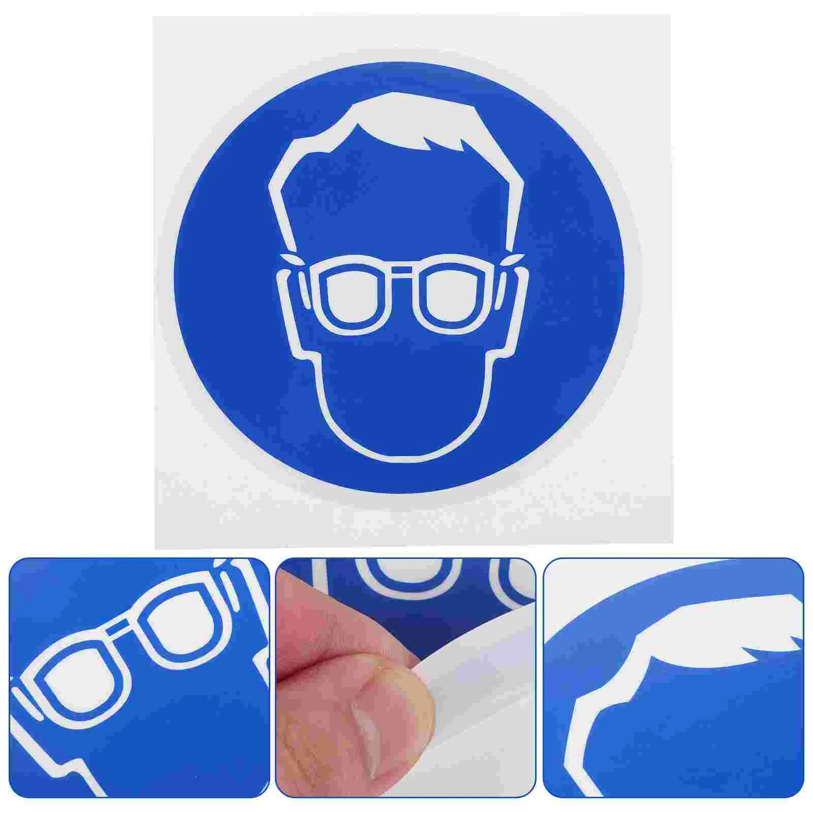 2 Pcs Nail Stickers Wear Glasses Logo Protection Goggles Decal for Safety Adhesive Protective Label Applique Sign