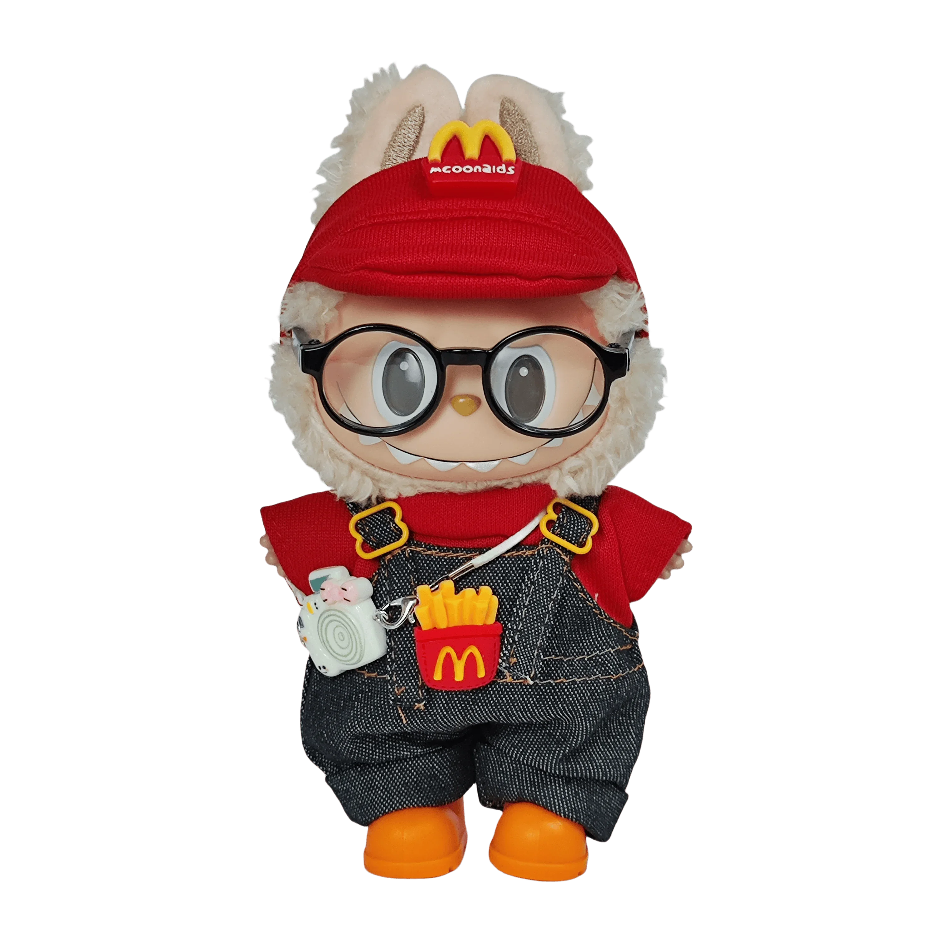 Одежда для Labubu, аксессуары для одежды для Кореи Kpop EXO V1 V2, шляпа с мультяшным медведем, наряд с бантиком на пуговицах, подарок