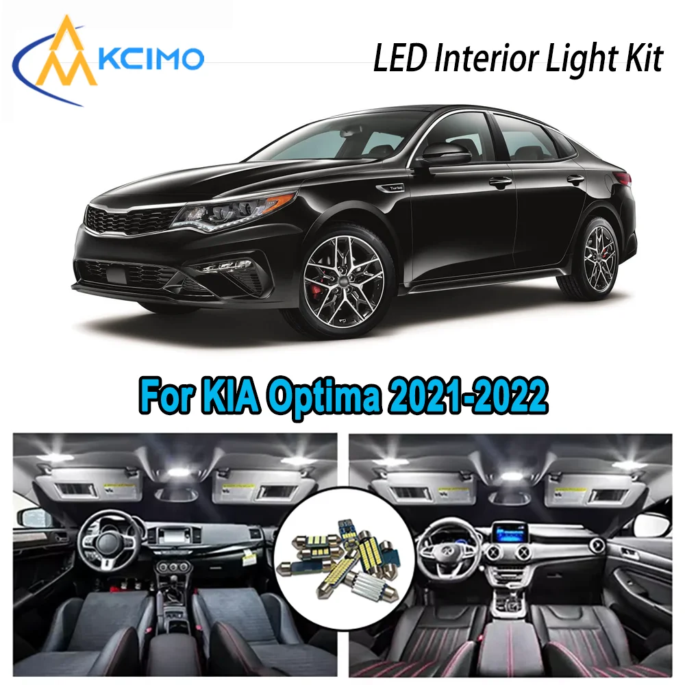 

Высококачественный светодиодный внутренний комплект для KIA Optima 2021-2022, яркий светодиодный внутренний светильник премиум-класса, без ошибок, купольная карта, багажник, автомобильные лампы