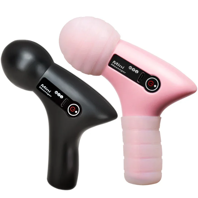 Pistola de massagem muscular portátil recarregável USB tecido profundo pistola de fáscia ajustável de 4 velocidades rosa e preto