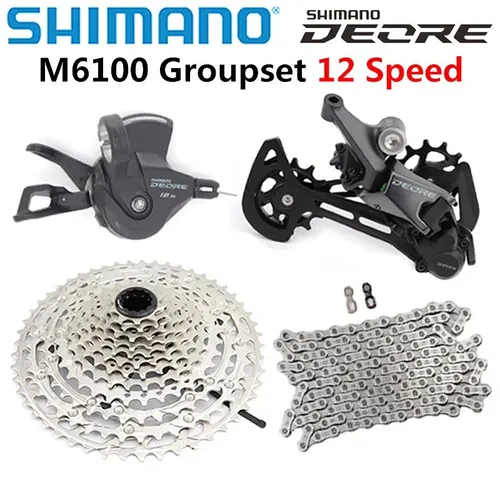Grupo SHIMANO DEORE M6100 12s MTB bicicleta de montaña 12v palanca de cambios desviador trasero 10-51T Cassette m6100 cadena juego de bicicleta Original