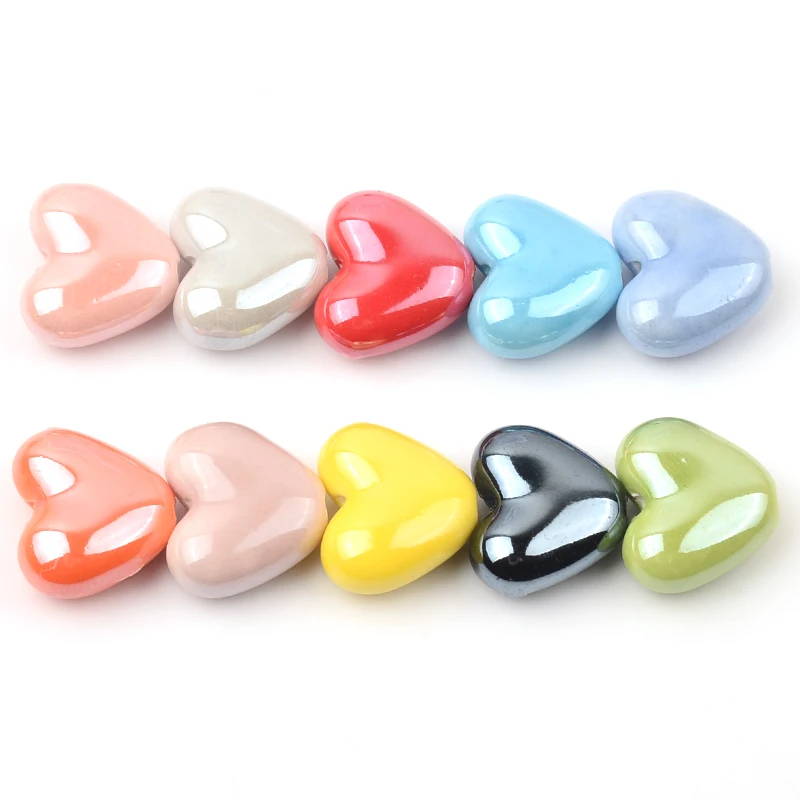 Image 7: Perles en céramique en forme de cœur d'amour, pour bricolage, Bracelets, colliers, fabrication de bijoux, accessoires faits à la main, vente en gros