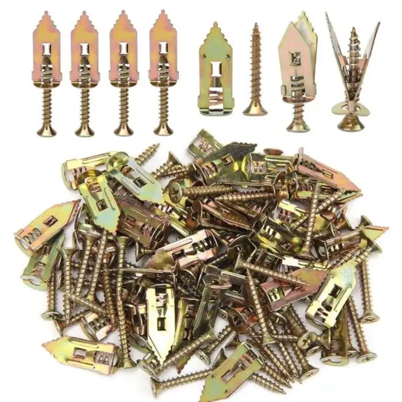 50Pcs Self-Tapping Drywall Anchor Kit Corrosion Resistant with Expansion Screws for Commercial Residential Wall Installation