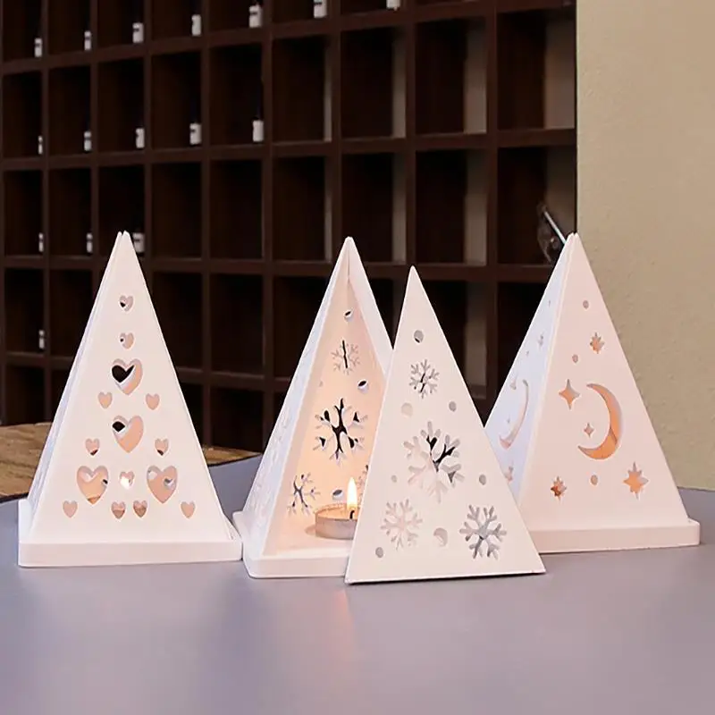 Pyramid Snowflake Starry Sky Love House Candlestick Silicone Mold DIY Gypsum Epoxy Resin Pouring Mold Home Decoration Ornaments