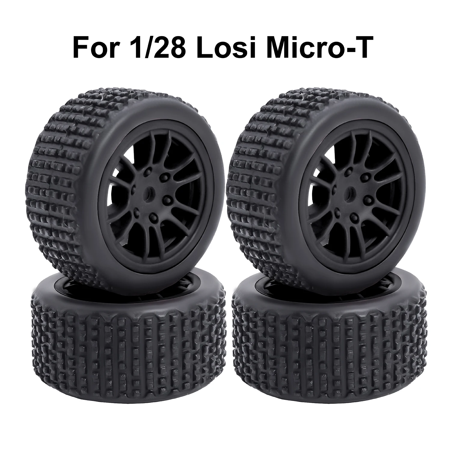 KINGCOO Lot De 4 Pneus Lisses Caoutchouc Et Jantes Pré-Montées – Drift Racing 7mm Hex Pour 1/24 Losi Micro-B RC