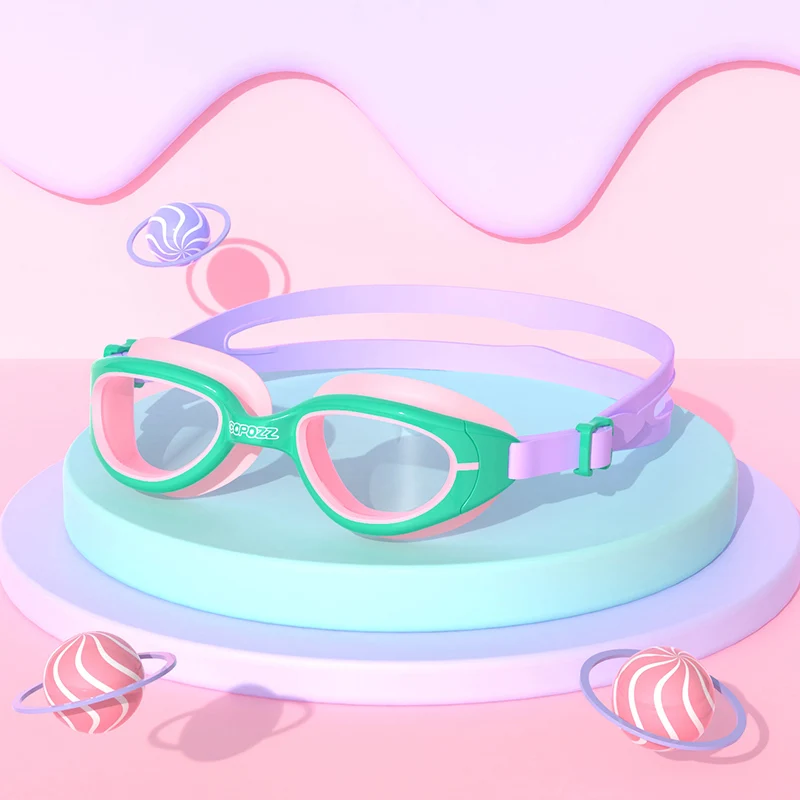 COPOZZ Kinder Silikon Schwimmbrille Kinder Schwimmen Pool Tauchen Wassersport Brille Bunte wasserdichte Anti-Beschlag-Brille