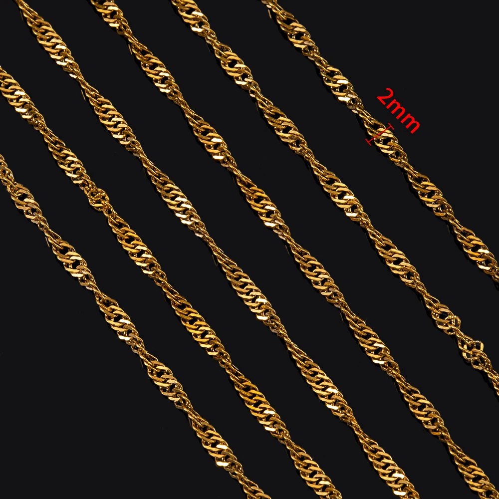 1 متر الفولاذ المقاوم للصدأ 2 مللي متر تموج الماء سلسلة رقيقة ل عقد دي اي واي سوار الجسم سلسلة زي صنع المجوهرات