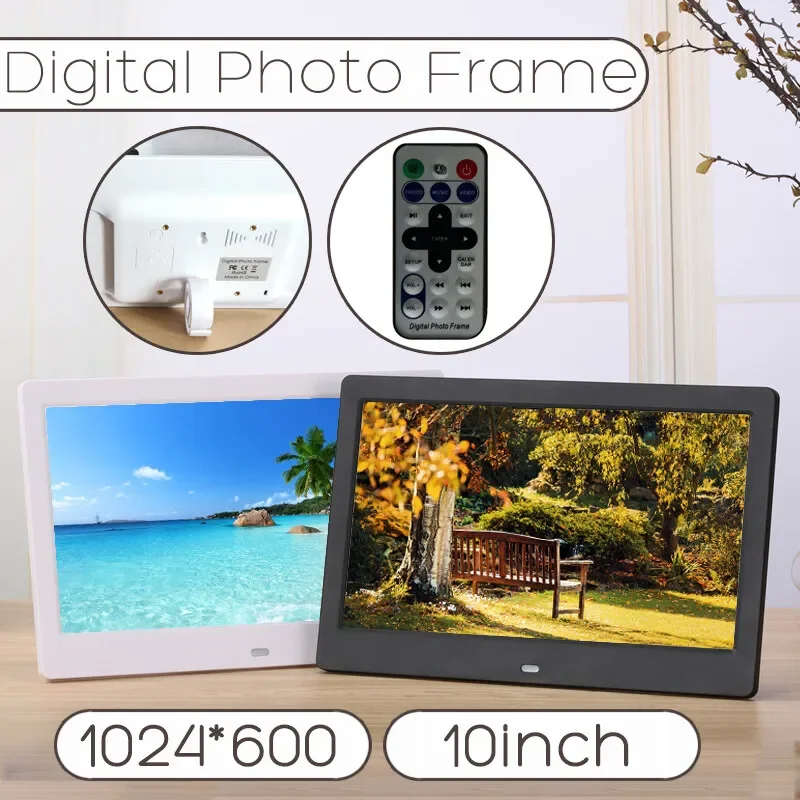 

10 Inch Digital Photo Frame 1920x1080 HD USB Remote Control Picture Frame 16:10 IPS Display Support MP3 MP4 WMA AVI