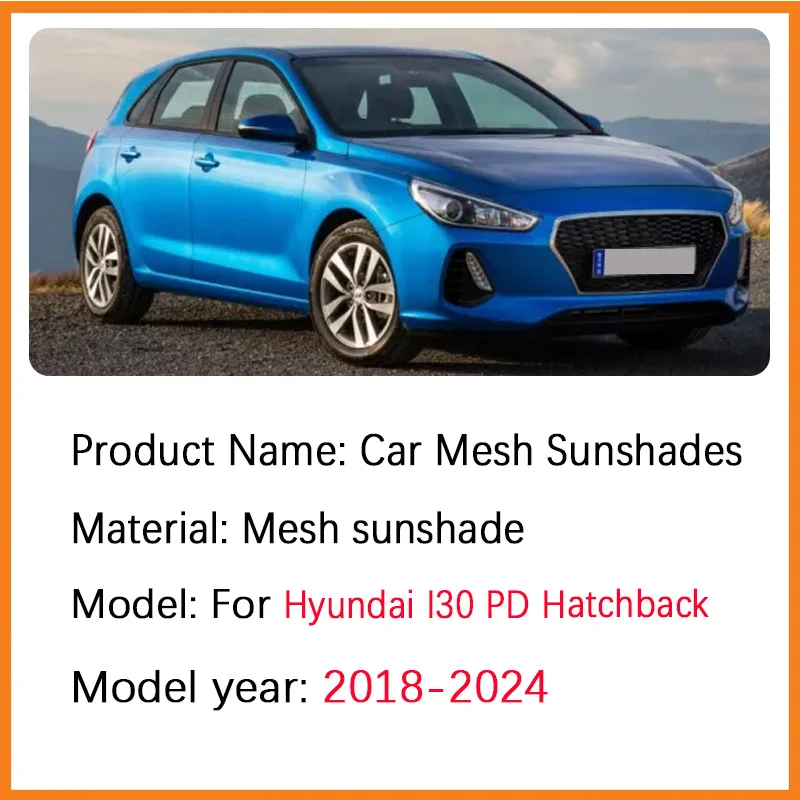 Mesh Windows Sunshades For Hyundai I30 PD Hatchback 2018-2024 Side Windows Visor Anti-direct Privacy Curtain Cover Accessories