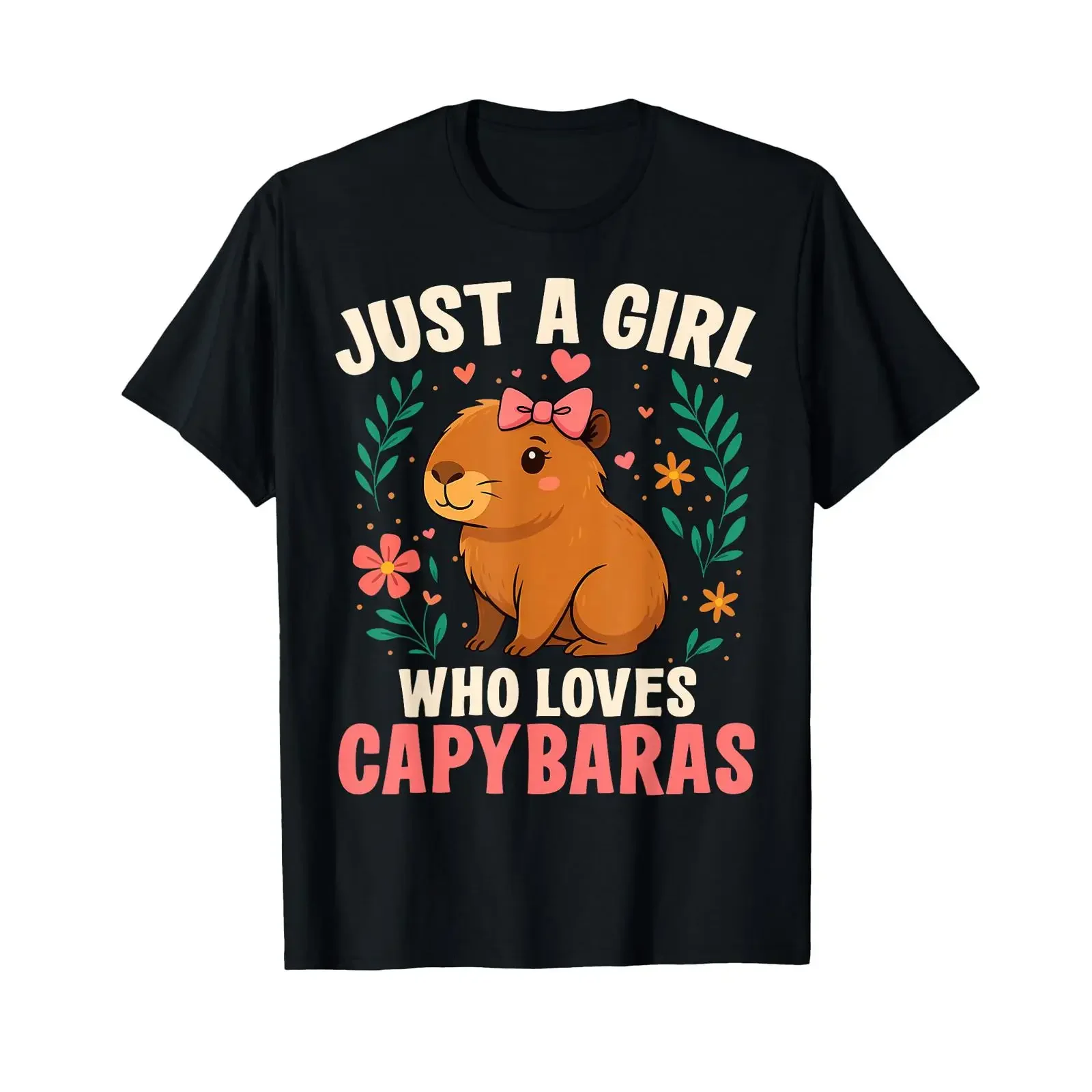Just a Girl Who Loves Capybaras Cute Rodent Animal T Shirt vintage Washed homme Unisex Soft fashion Casual Versatile Breathable