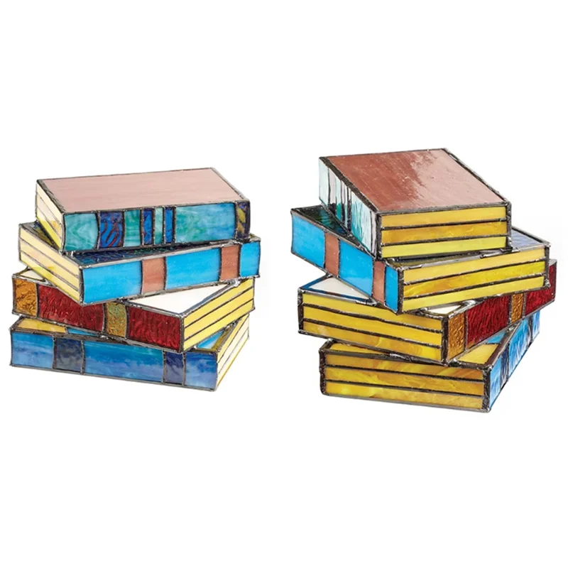 LICE-2PCS livro luz novidade led night light portátil vitral lâmpada de mesa livro lanterna de papel para decoração casa fácil instalar