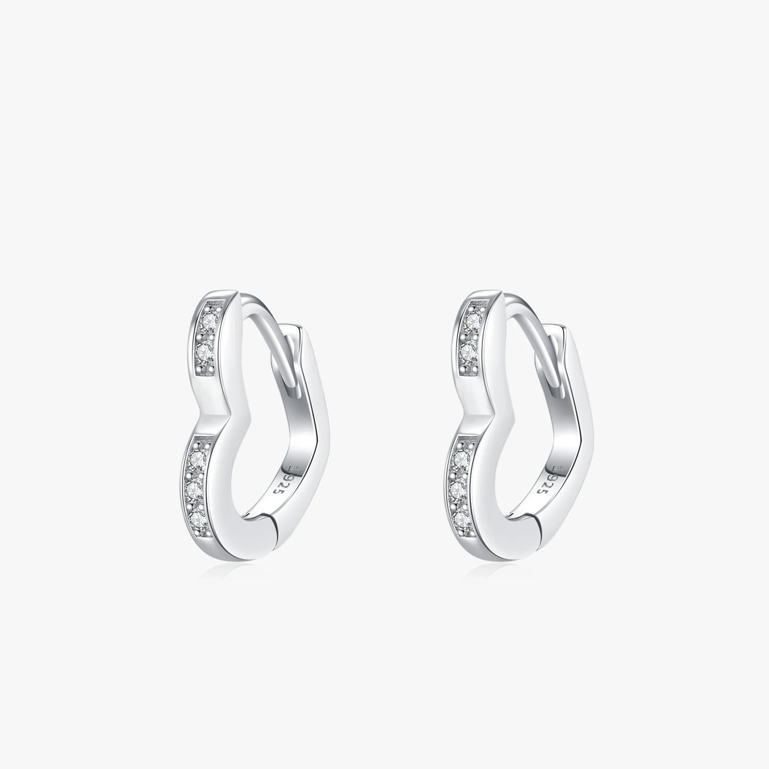 

925 Sterling Silver Romantic Hearts Zircon Hoop Earrings Fine Ear Buckles for Women Engagement Anniversary Jewelry Gifts