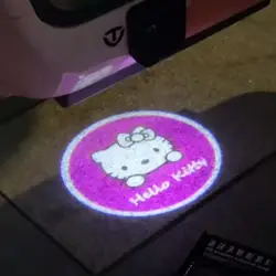 Sanrio Car Projector Light Welcome Light Ambient Light Sensor Door Light Hd Cartoon Hello Kitty Car Decorative Accessories