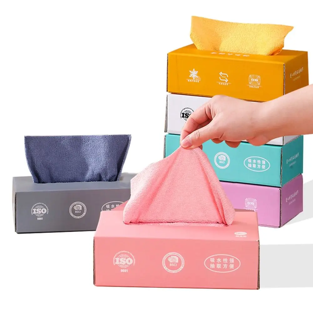 20PCS/Box Microfiber Towel Absorbent Kitchen Cleaning Dishcloth Non-stick Oil Dish Rags Napkins Tableware Home Cleaning Towels