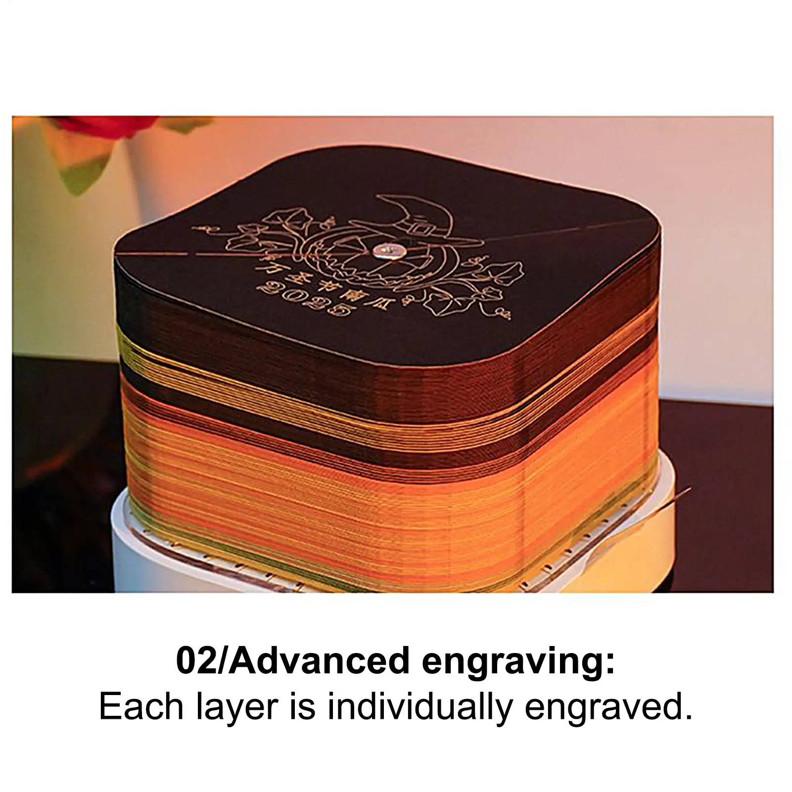 

3D Calendar 2026 Halloween Pumpkin 3D Memo Pad Decorative Notepad With LED Light For Reception Areas Office Freelancers