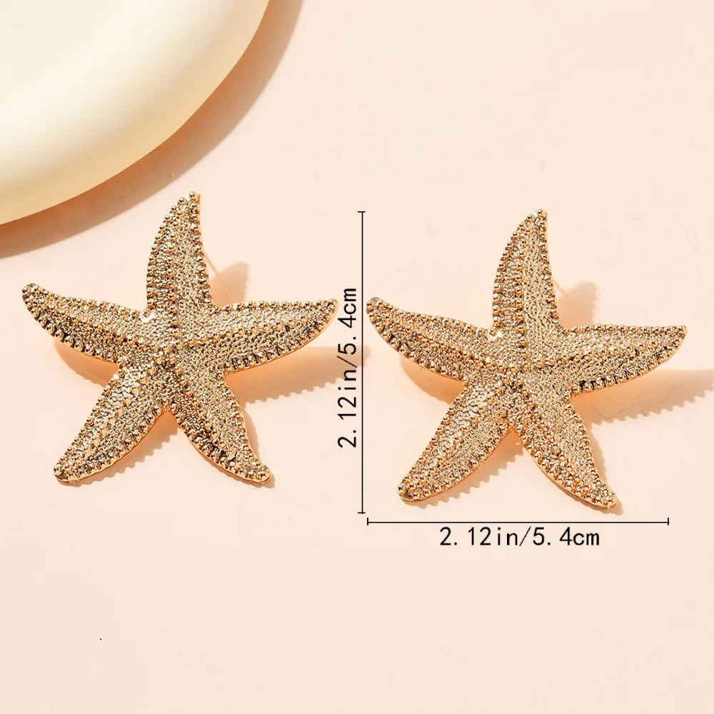 Golden Starfish Design Dangle Earrings Bohemian Sexy Style Alloy Jewelry Beach Party Ear Jewelry