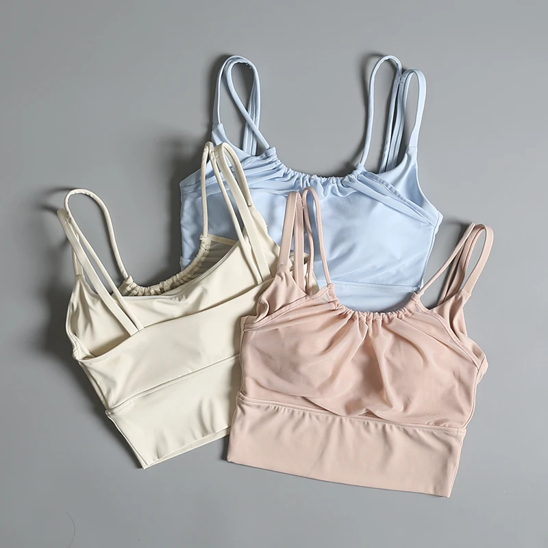 Sports Bra Women's Summer Shockproof Beautiful Back Yoga Vest One-Piece Pilates Professional Training Fitness Bra Nylon Fabric