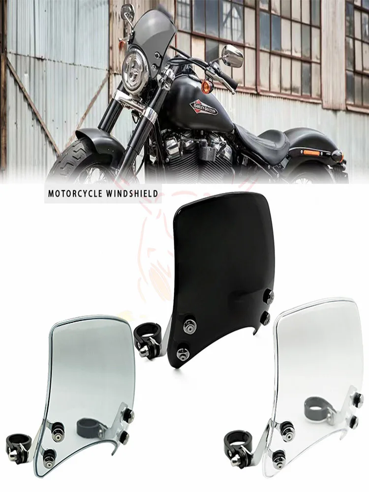 Uniwersalna osłona przednia motocykla, deflektor powietrza, pasująca do modeli Harley Sportster, Dyna, Softail, Cruiser, Bobber, dostępna w 3 kolorach, montowana za pomocą zacisków. — 2