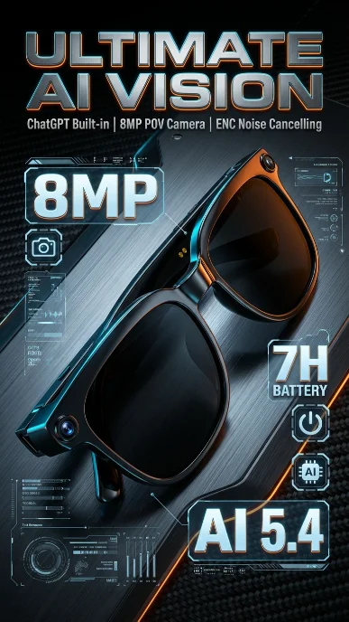 Smart Brille Mit Ki Sprachübersetzung Und Videoaufnahmefunktion_voghion.com