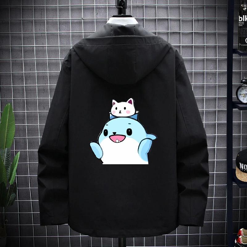 

Men's Casual Long Sve Hooded Jaet Sli Loose Cardigan Outerwear for Teens Autumn Trendy Polyester Fiber round Ne