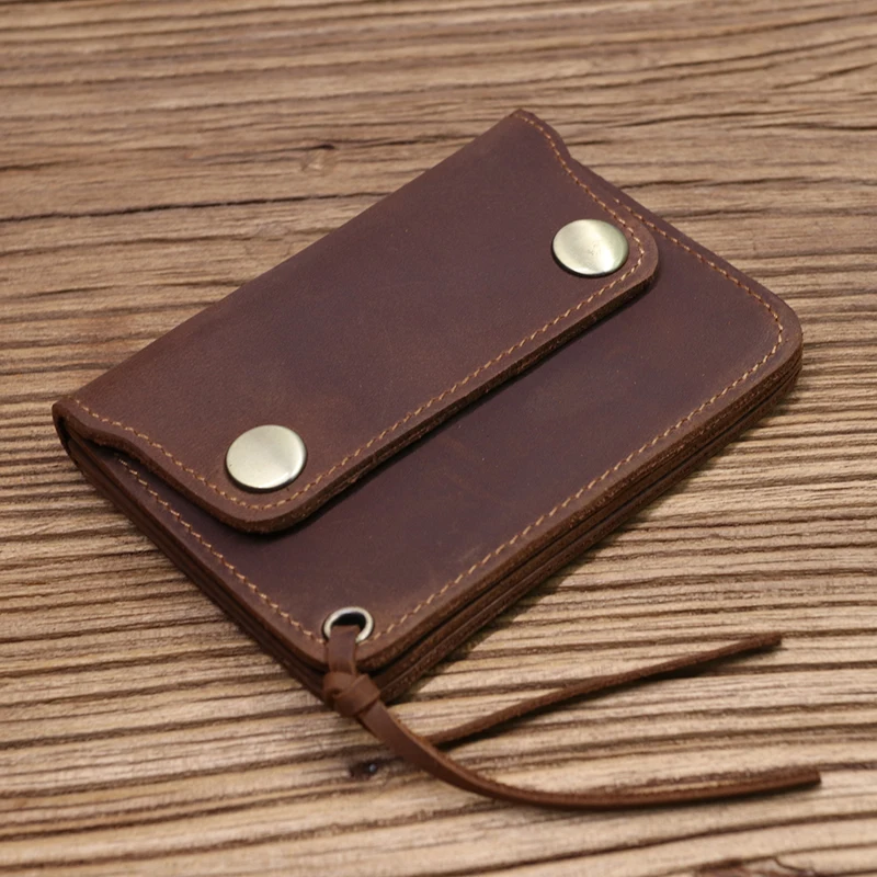 100% echtes Leder Brieftasche Für Männer Männlich Marke Vintage Handgemachte Kurze Kleine männer Geldbörse Karte Halter Mit Zipper Münzfach tasche – Detail 16