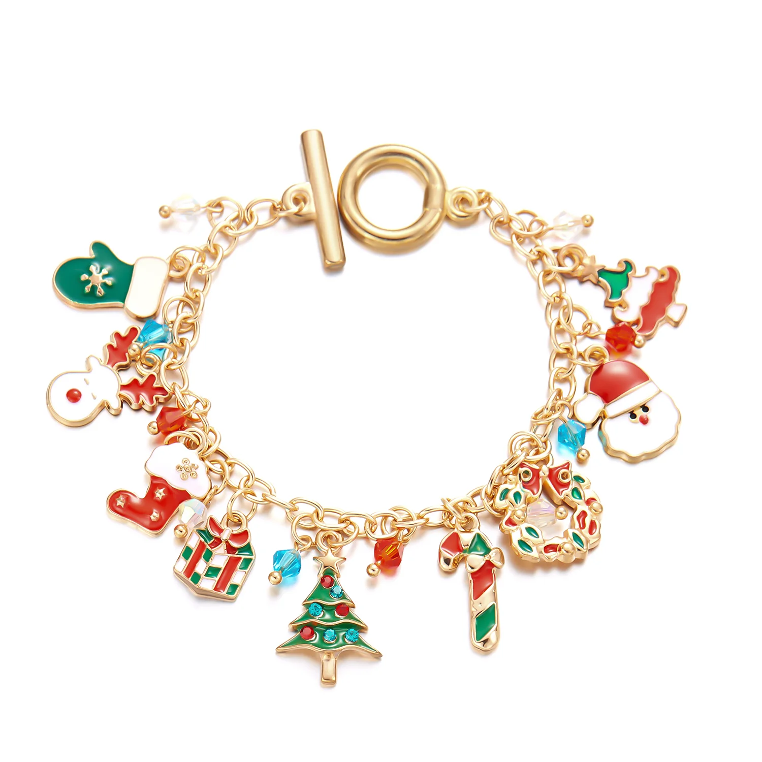 Modisches Armband mit Weihnachtsmann-, Schneemann-, Stern- und Weihnachtsbaum-Motiven für Damen, Verstellbare Weihnachts-Charm-Kette, Partyschmuck, Großhandel – Detail 6