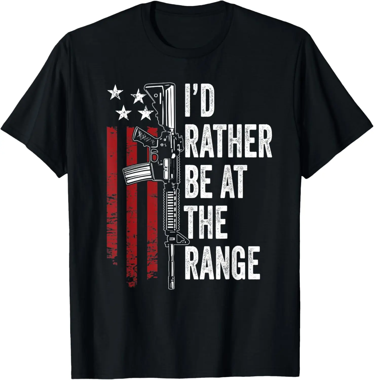 I'd Rather Be At The Gun Range - USA Flag Funny Guns Owner T-Shirt