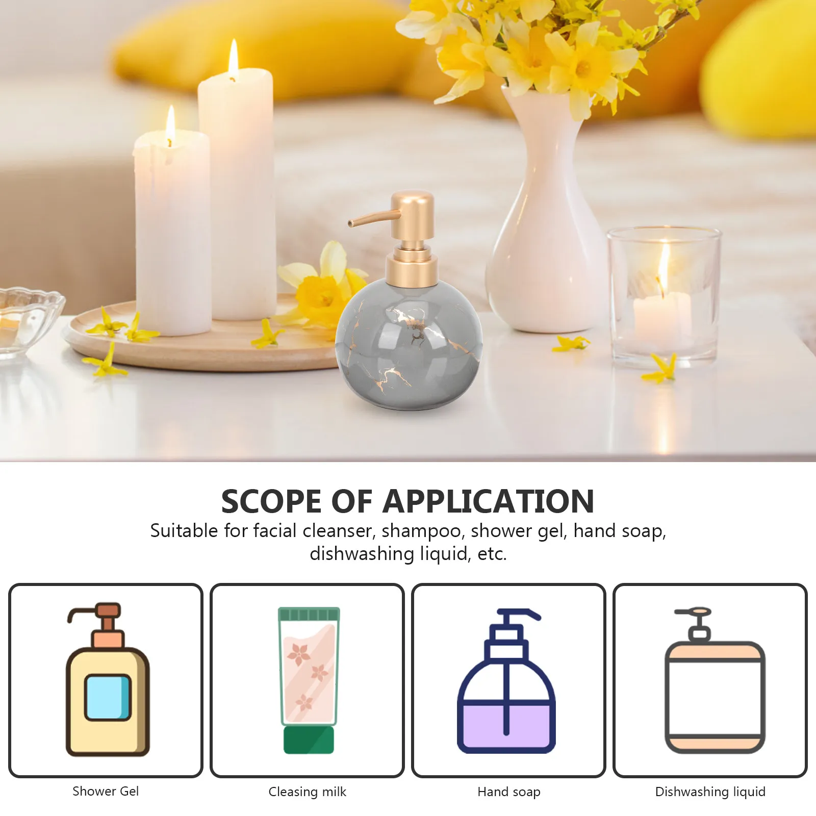 

Керамическая пластиковая бутылка-дозатор большой емкости для шампуня, геля для душа, лосьона, мыла, многоразовая, для ванной комнаты