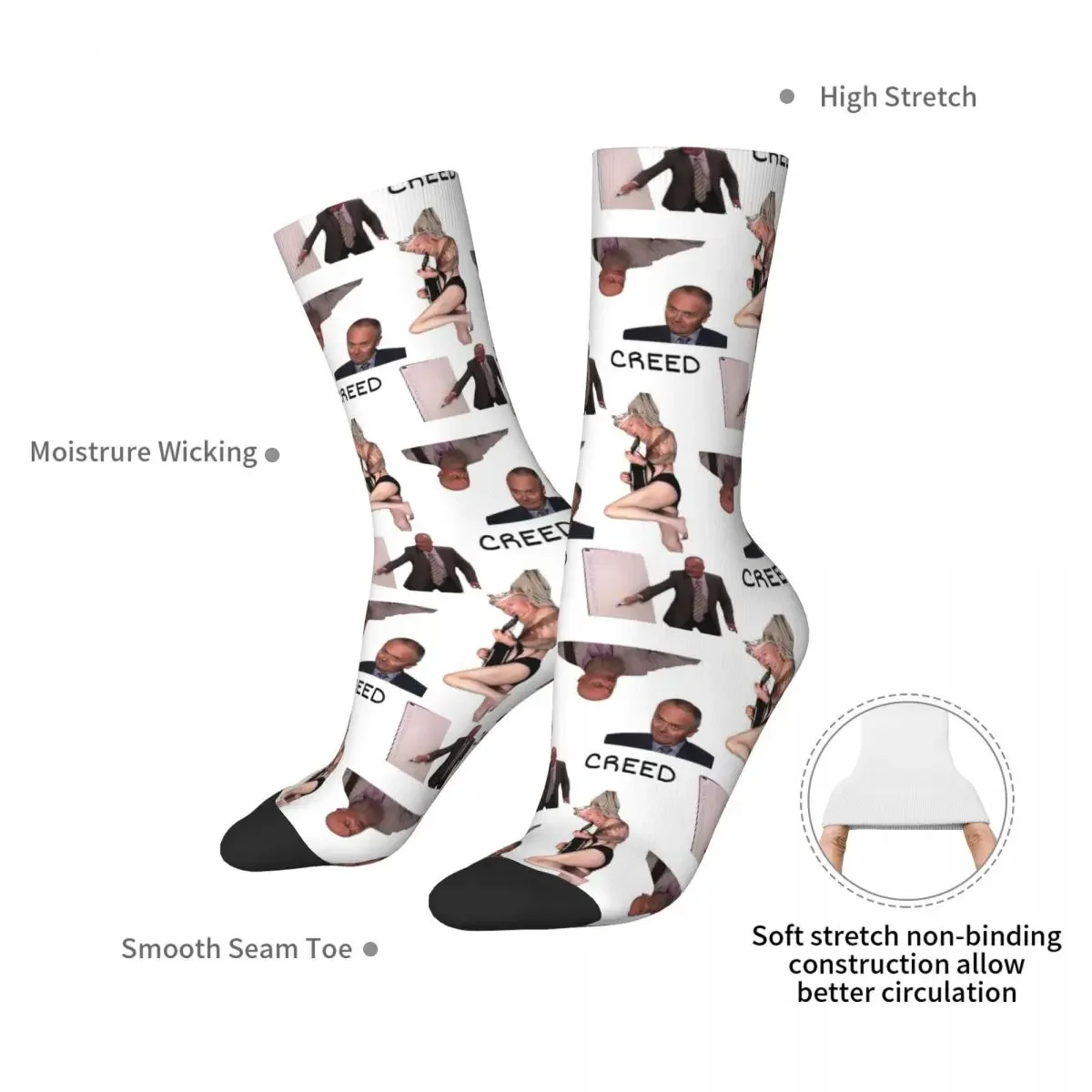 Creed The Office Sticker Pack Socks Harajuku High Quality Stockings All Season Long Socks Accessories for Unisex Gifts