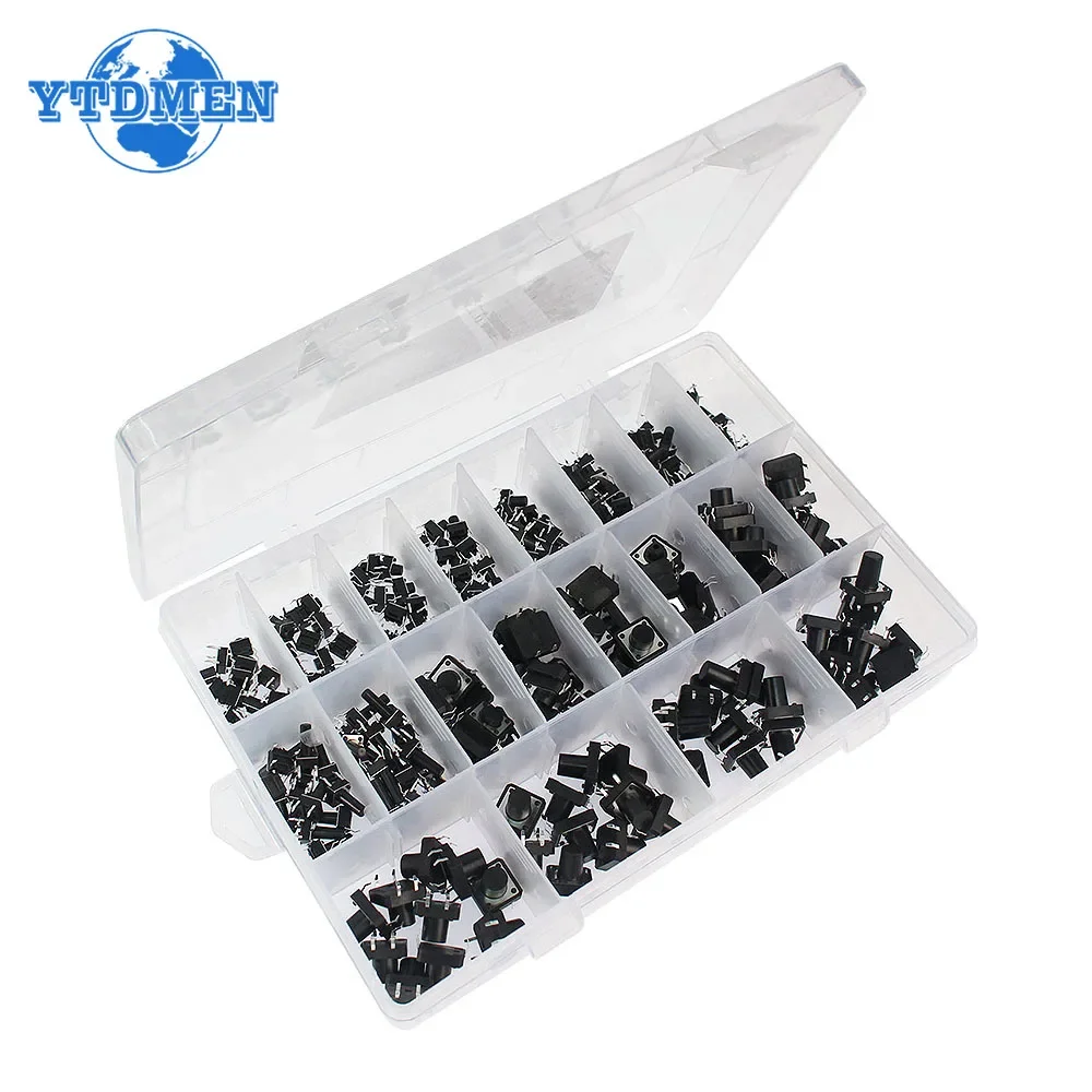 250pcs Mini Micro Momentary Tactile Push Button Switch 6*6mm 12*12mm 4 Pin ON/OFF Keys Button DIP 6x6x5mm