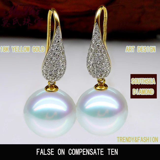 18k Pure Gold Southsea Pearl Earrings Fashion With -jewelry 2023 New Popular Upscale Women Girl Gift Trendy Party Hot