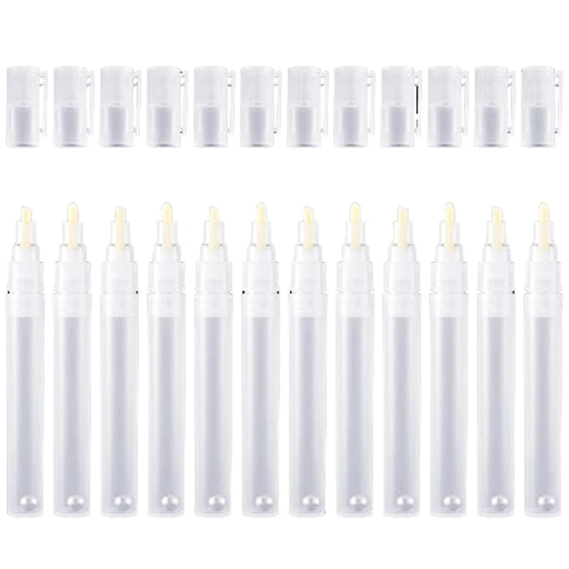 24 Pack 6 Mm 3 Mm Empty Fillable Blank Paint Touch Up Pen Markers Round Tilted Head Paint Marker Pens Acrylic Paint Pens