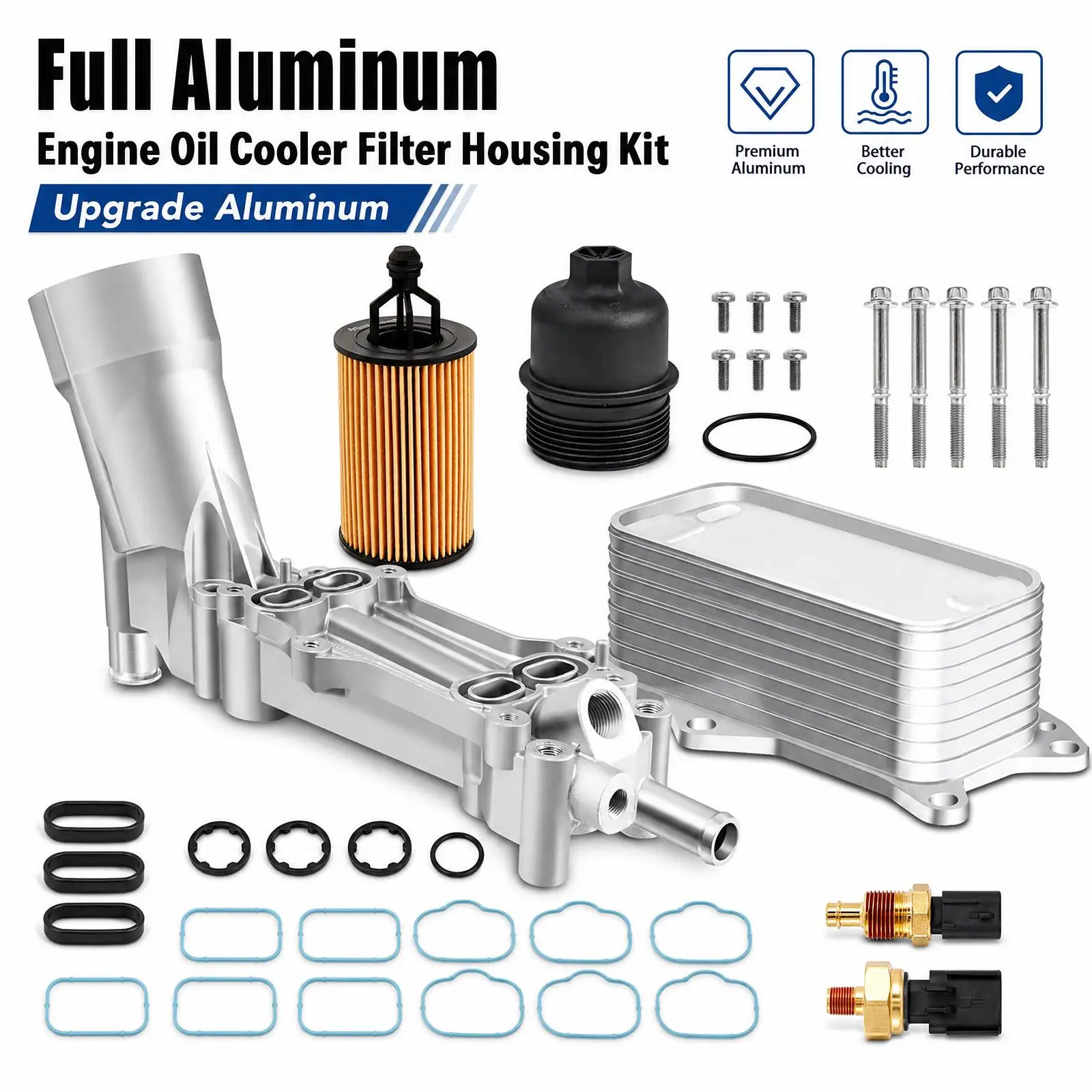 Kit completo di ricambi motore con adattatore per alloggiamento filtro olio motore V6, guarnizioni e filtro olio 3.6L Pentastar per Jeep, Chrysler, Ram 2011-2016
