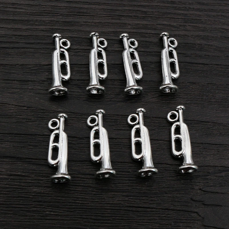 30 szt. 22x7mm antyczna posrebrzana trąbka ręcznie robiona zawieszka DIW biżuteria akcesoria do naszyjnika bransoletka — zdjęcie 4
