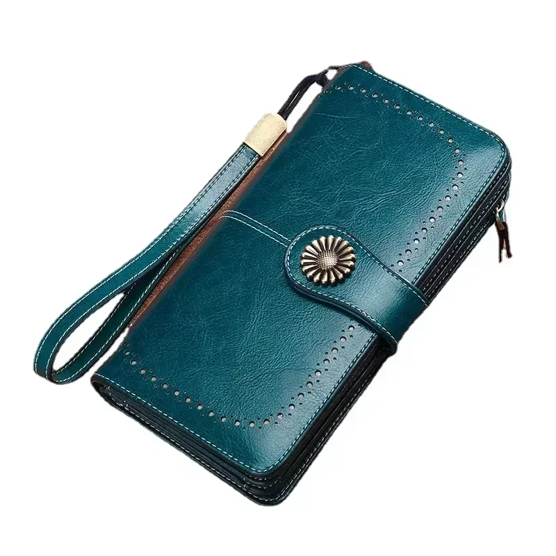 Fashion Wallets  Women Long Genuine Leather wallet Top Quality Card Holder Classic Female Purse Zipper Brand Wallet For Women