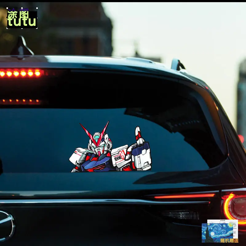 Funny Mobile Suit Driver Creative Car Stickers Gundam Disdain Personality Decorative Door Reflective Stickers on Both Sides