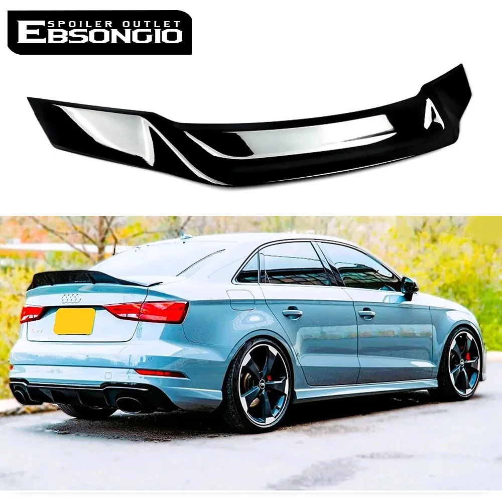 Для Audi A3 S3 RS3 8V Saloon: глянцевый черный спойлер-«утиный хвост» в стиле R, 2014-2020 гг.