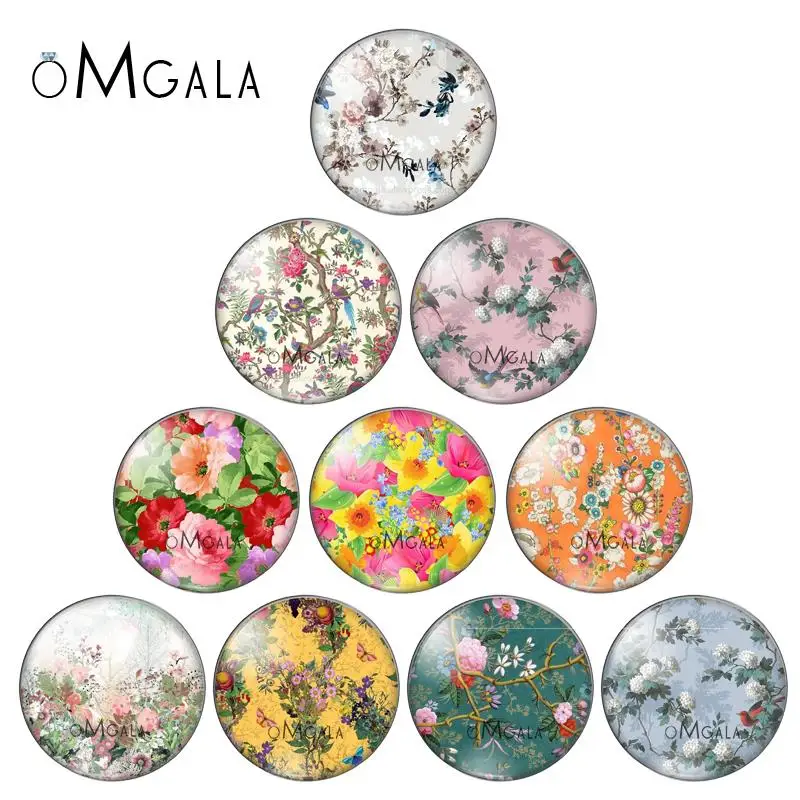 Art Patterns Classical Flower Oil Painting Print Photo 12mm/14mm/16mm/18mm/20mm/25mm Glass Cabochon Flat Back Making Findings