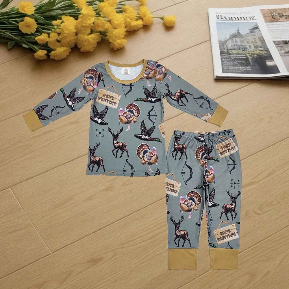 9.23 Kids Winter Clothes For Boys Baby Boys Hunting Ducks Top Pants Pajamas Clothes Sets