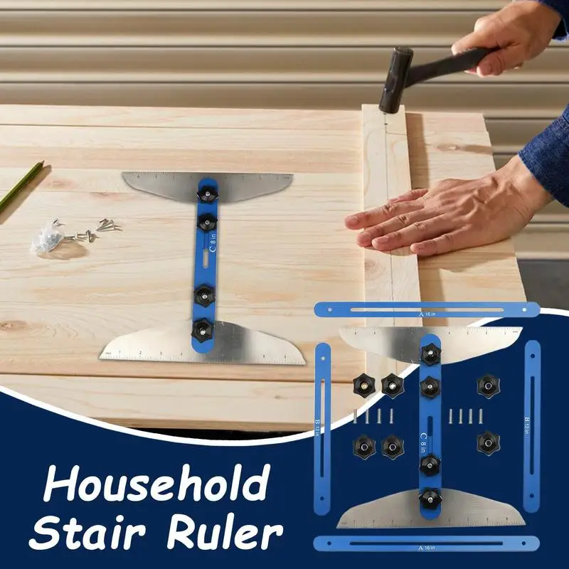 Stair Tread Template Tool Step Tread Template Tool Multi-Functional 11-60 Inch Adjustable Folding Ruler High Precision Layout