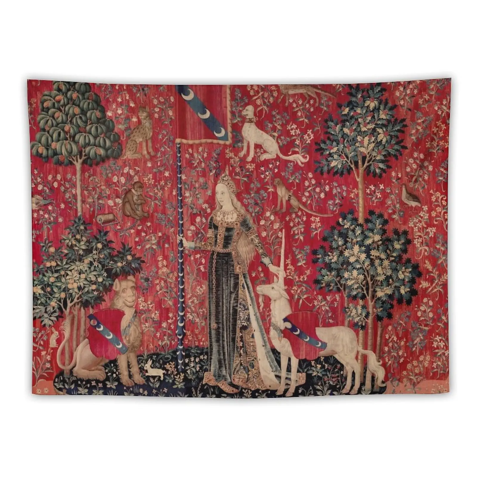 Lady and Unicorn Medieval Tapestry Five Senses - Touch Tapestry Things To The Room Room Decorator Cute Room Things Tapestry