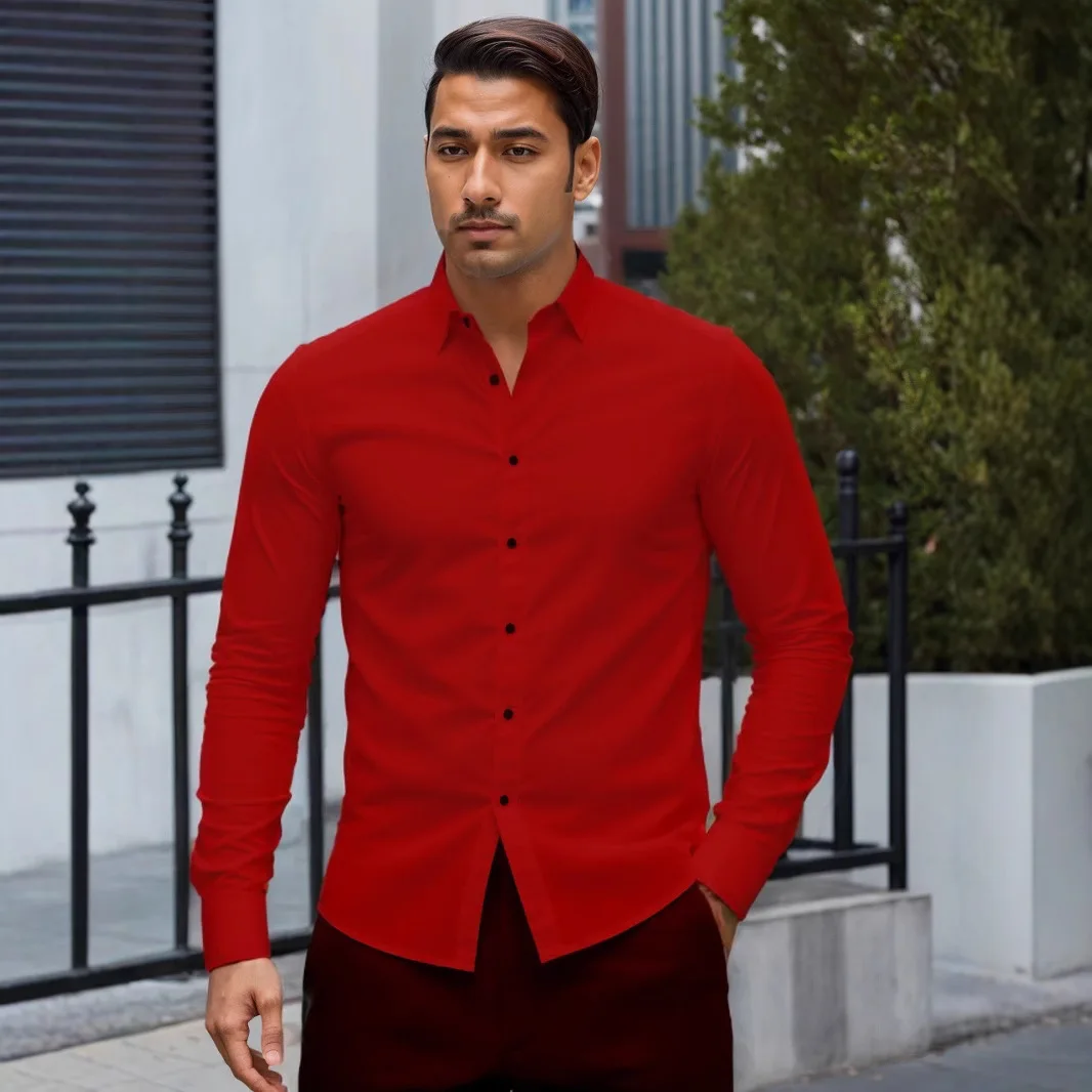 Slim Stretch Shirt Men's Korean Business Casual Top