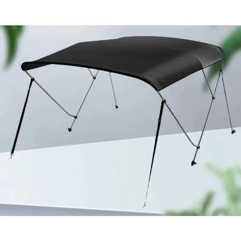 Wine Red 3-Bow Top Boat Sun Shade Canopy Aluminum Tube 600D Oxford Cloth