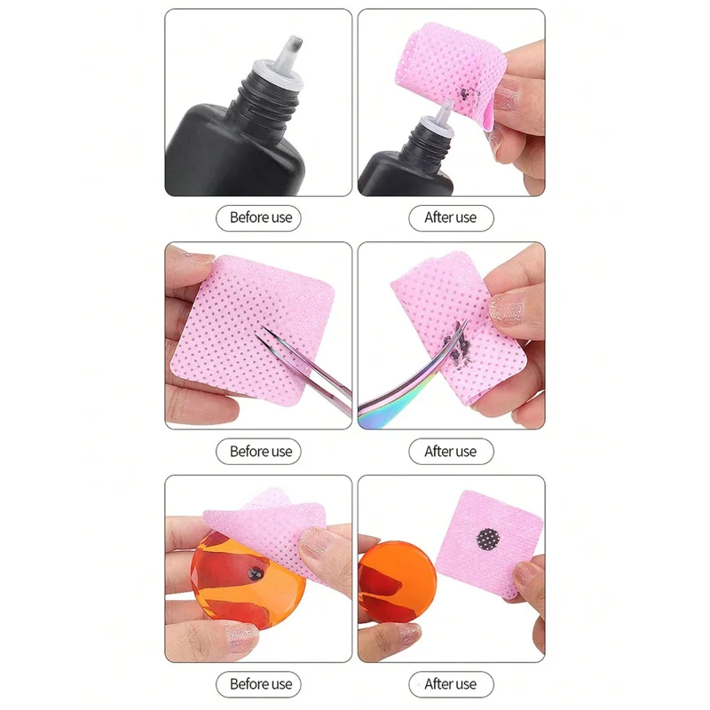Chusteczki bezpyłowe do czyszczenia, narzędzie do czyszczenia paznokci, chusteczki do czyszczenia paznokci, tipsy, płatki do usuwania żelu UV, papierowe chusteczki, płatki kosmetyczne, płyn do zmywania lakieru do paznokci