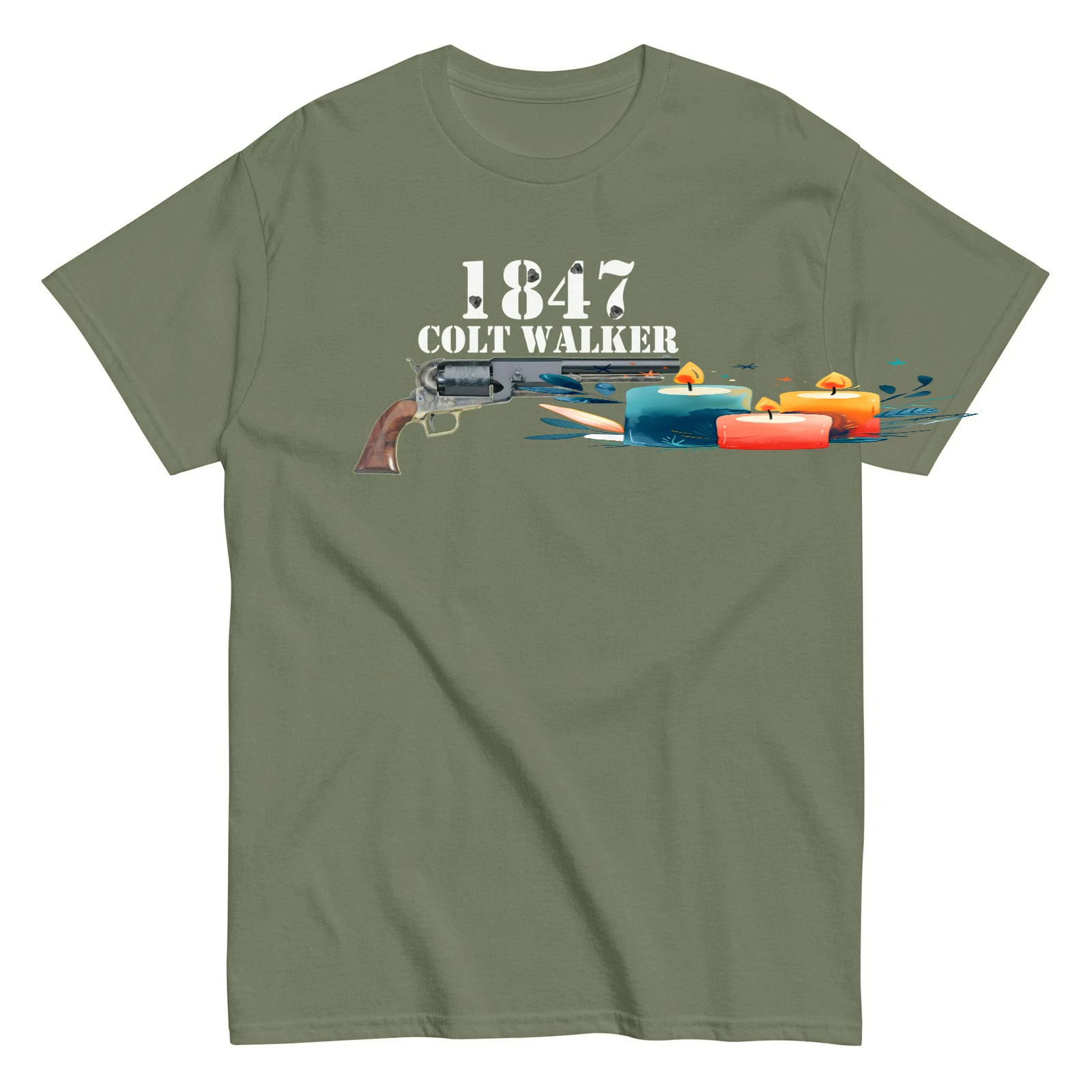 Legendary Pistol Classic American 1847 Revolver T-Shirt 100% Cotton O-Neck Short Sleeve Summer Casual Mens T-shirt Streetwear