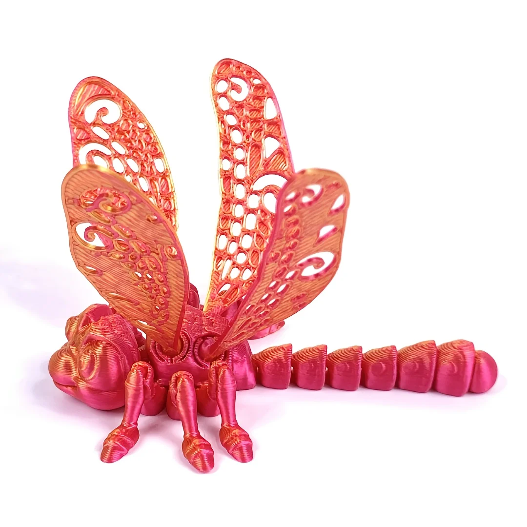 اليعسوب ثلاثية الأبعاد بمفاصل متحركة، ديكور مريح متعدد الألوان للمنزل والمكتب - هدايا مثالية للحفلات أو هدية إبداعية، Dragonflie