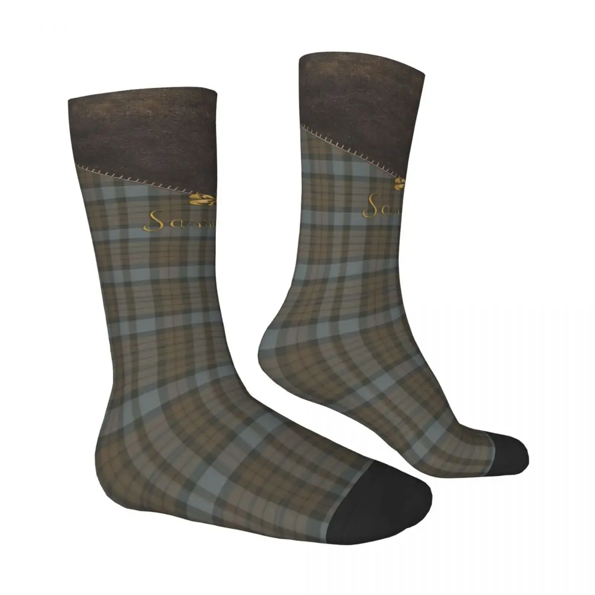 Leather And Tartan Sassenach Men Women Socks Outdoor Novelty Spring Summer Autumn Winter Stockings Gift