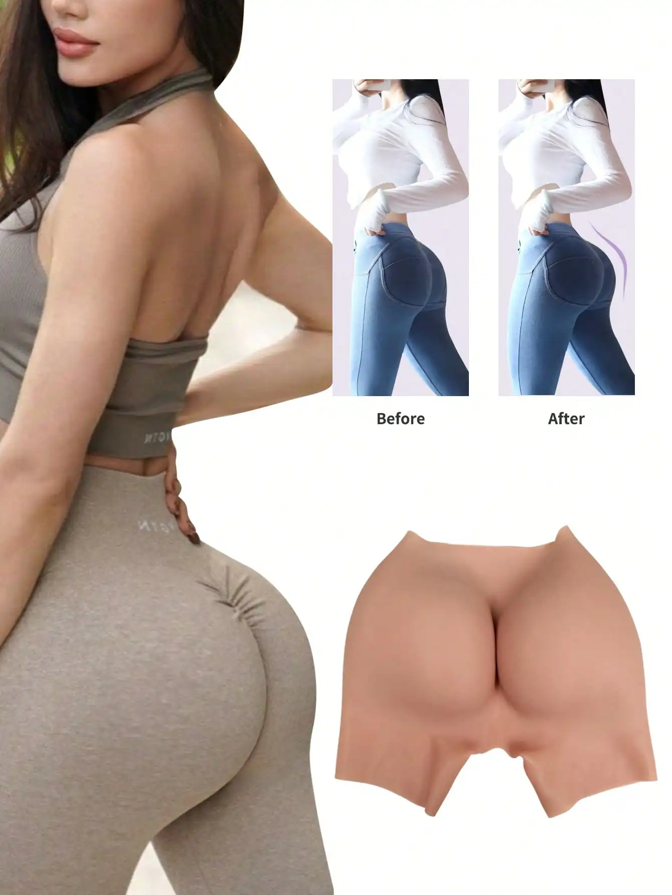 Silicone shaping butt-lifting shorts, increase hip and buttock circumference, enhance curves