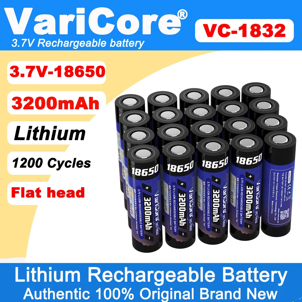 

VariCore 3.7V Li-ion 18650 3200mAh Rechargeable Battery Power Batteries For Flashlight Headlight Drain devices DIY Modification